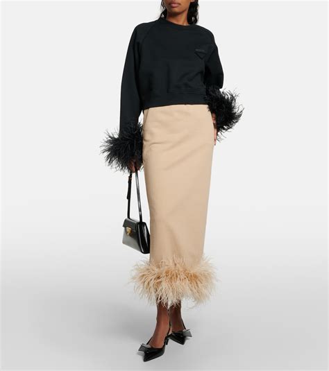 prada skirt feather